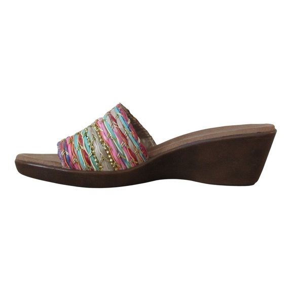 A2 By Aerosoles Say Yes Woven Sandals 9.5 Wedge Heel Multicolor Colorful Boho - Picture 4 of 9